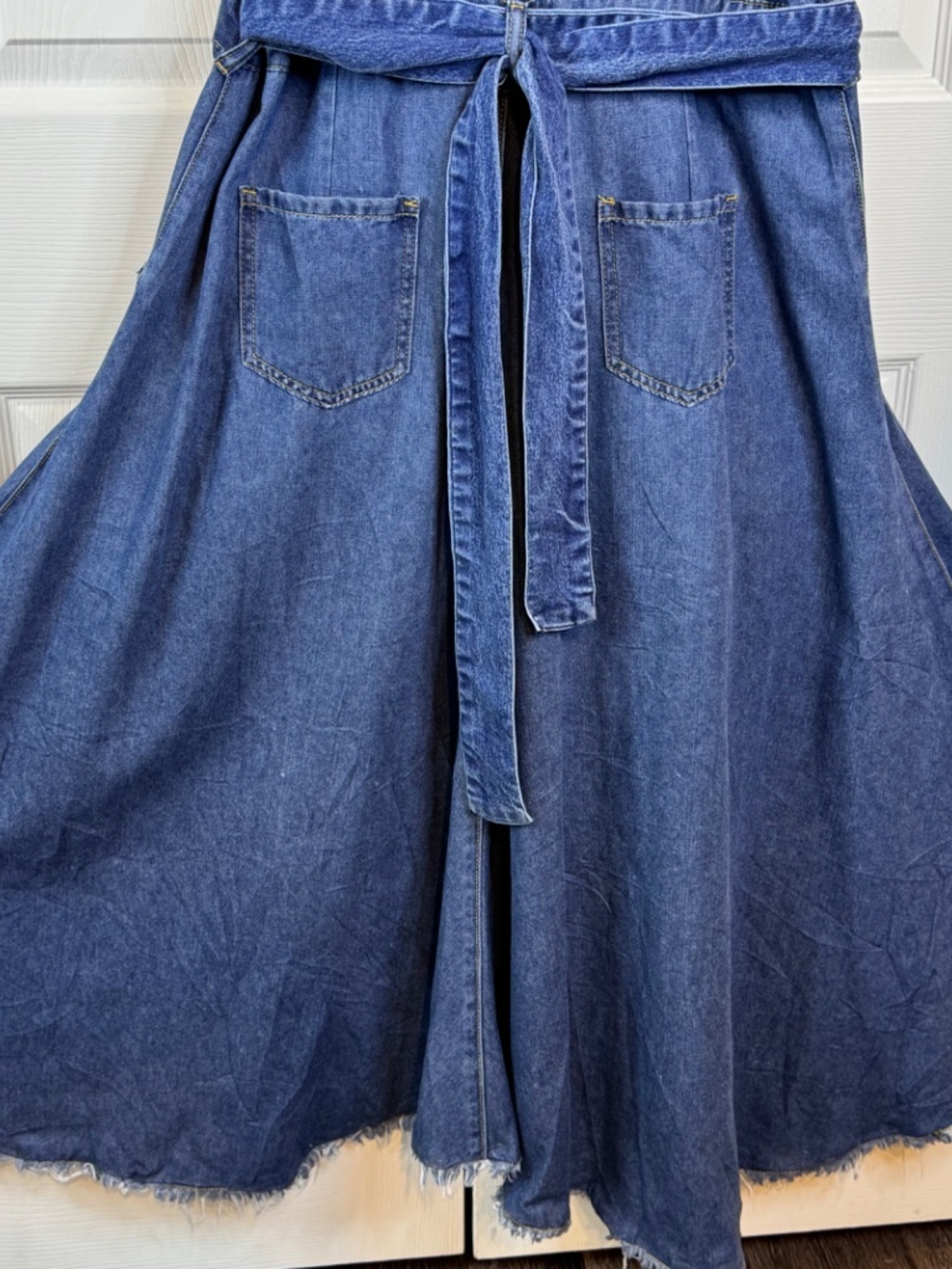 Dark Denim Mini Hi-Low Dress Size L - Picture 8 of 10